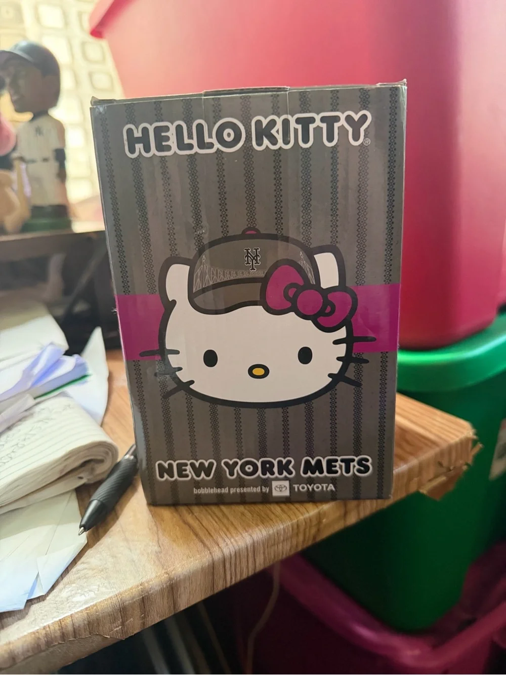 Hello Kitty New York Mets Figure - White, Black & Pink Accents